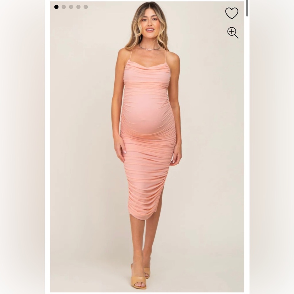 Cowl neck light pink M maternity maxi dress